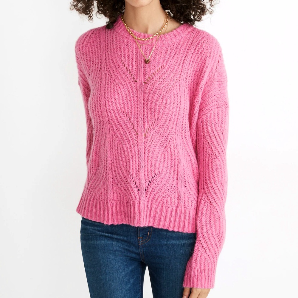 Madewell Charley Cable-Knit Alpaca Pullover Sweater | Small